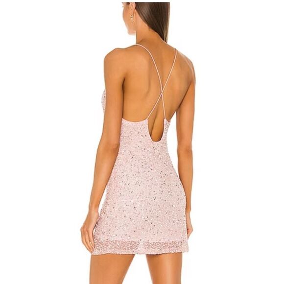 Retrofete Mich Embellished Party Celebrity Sequin Mini Dress Pink Size M NWT - Picture 4 of 13